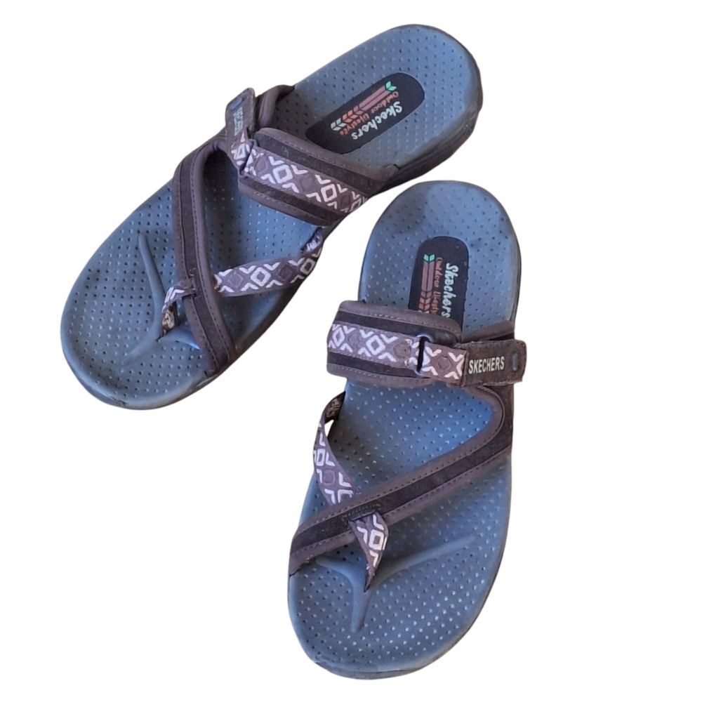 Skechers Reggae Trailway Chocolate Flip-Flop Slide Comfort Sandals Women 11 41